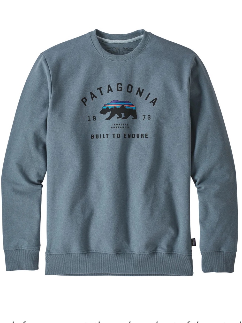Patagonia Arched Fitz Roy Bear Uprisal Crew Sweatshirt in Shadow Blue men’s sz L